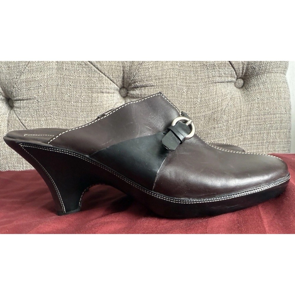 Cole‎ Haan Brown Mules Womens Slip-On Clogs Shoes Size 8B Y2K Buckle